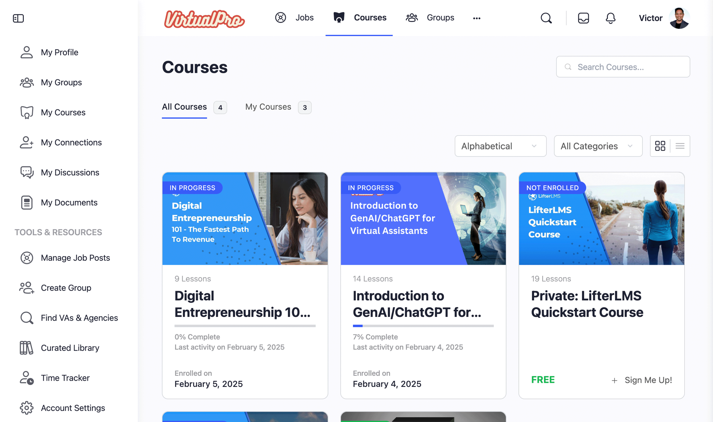 VirtualPro App Courses screenshot